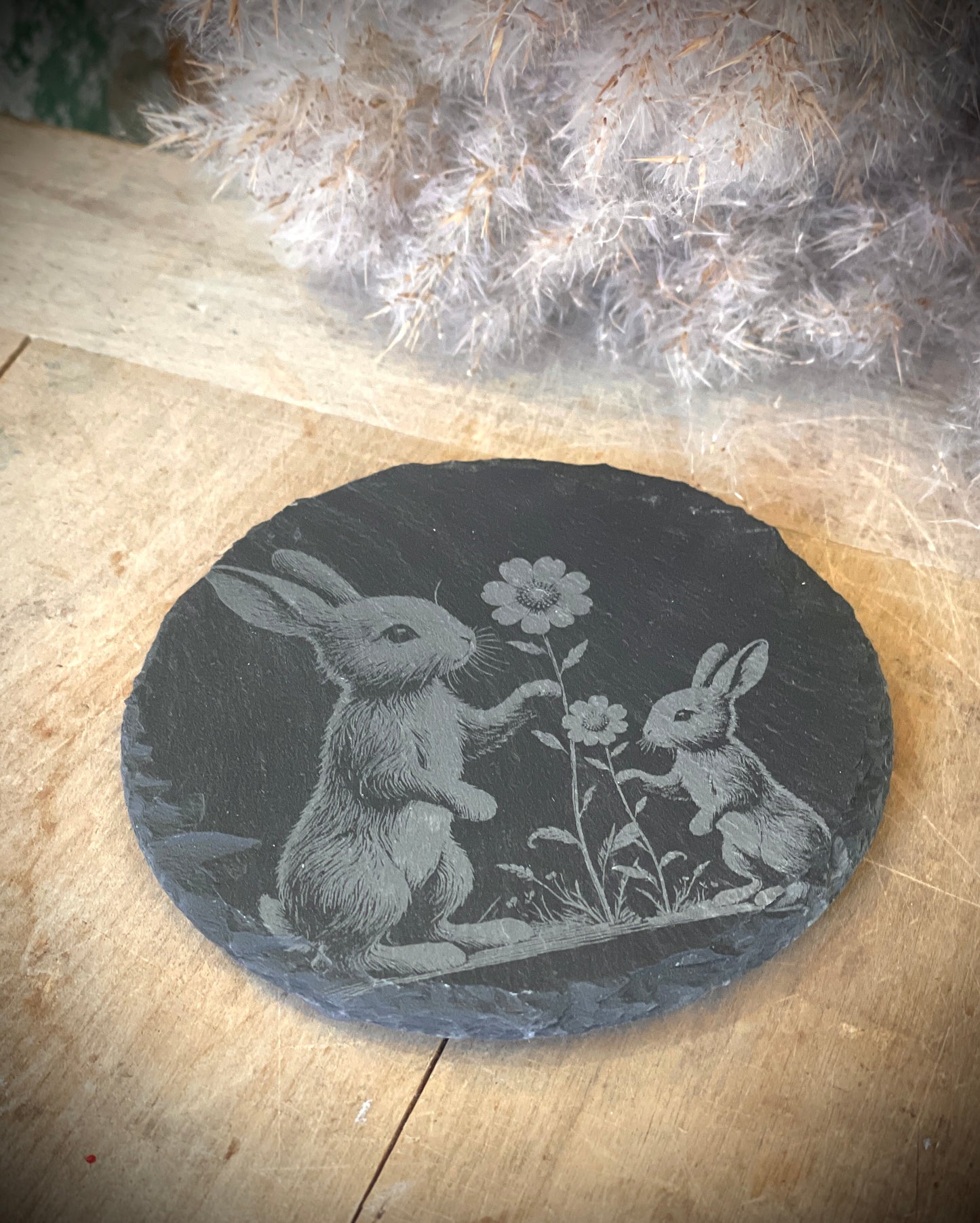 Slate Coaster (Easter Bunnys)