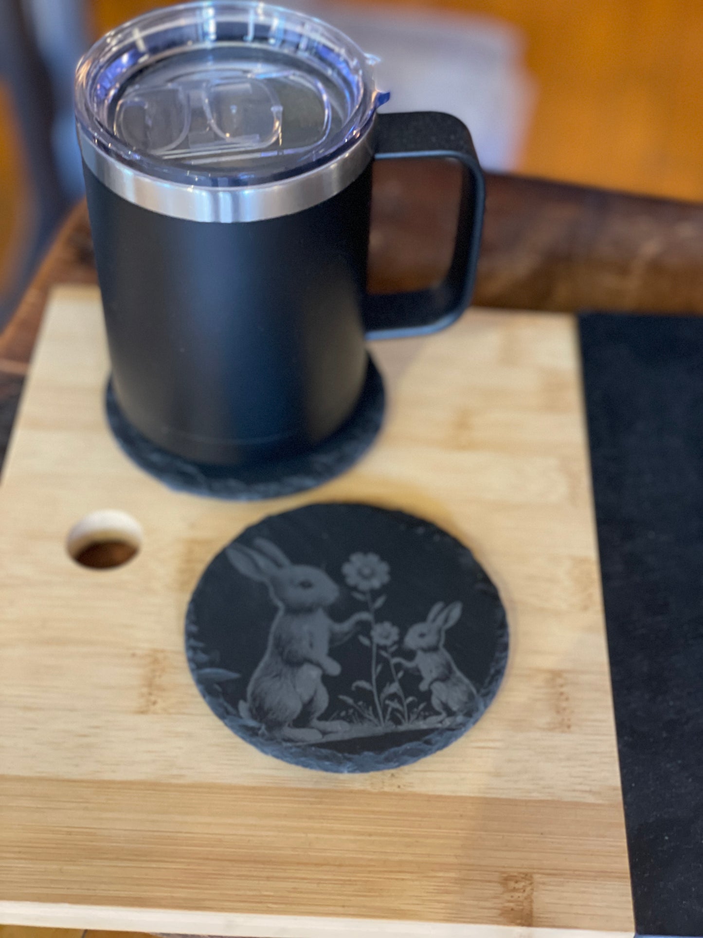 Slate Coaster (Easter Bunnys)